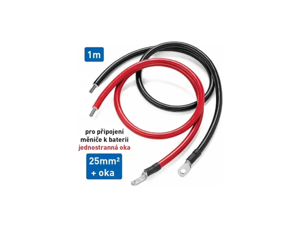 Kabel propojovací s oky, jednostranný - 25mm², délka 1m (černý + červený) Nejlepší Volba