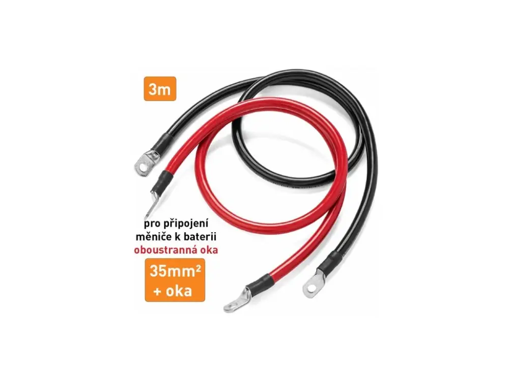 Kabel propojovací s oky - 35mm², délka 3m (černý + červený) Rychlé Dodání