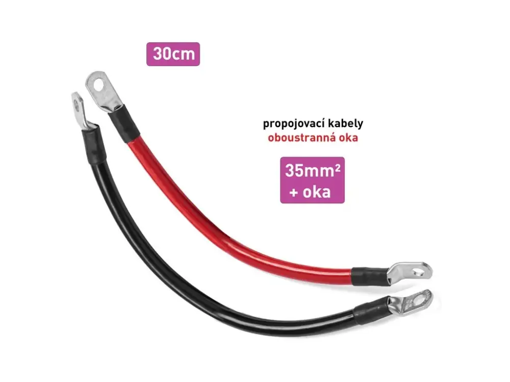 Kabel propojovací s oky - 35mm², délka 30cm (černý + červený) Nakupujte Hned