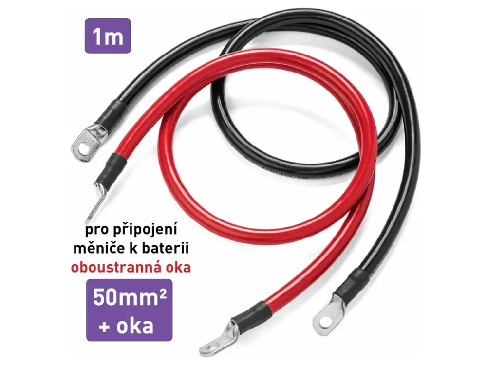 Cenově Výhodný Kabel propojovací s oky - 50mm², délka 1m (černý + červený)
