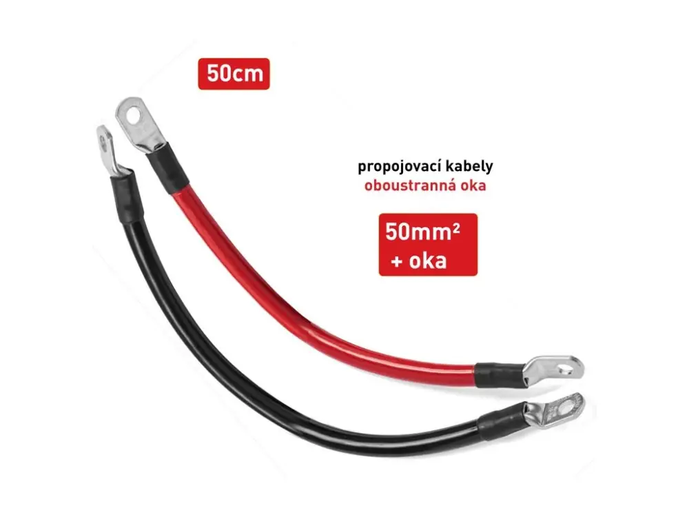 Kabel propojovací s oky - 50mm², délka 50cm (černý + červený) Originální