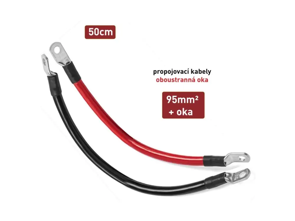 Kabel propojovací s oky - 95mm², délka 50cm (černý + červený) Nejlepší Cena