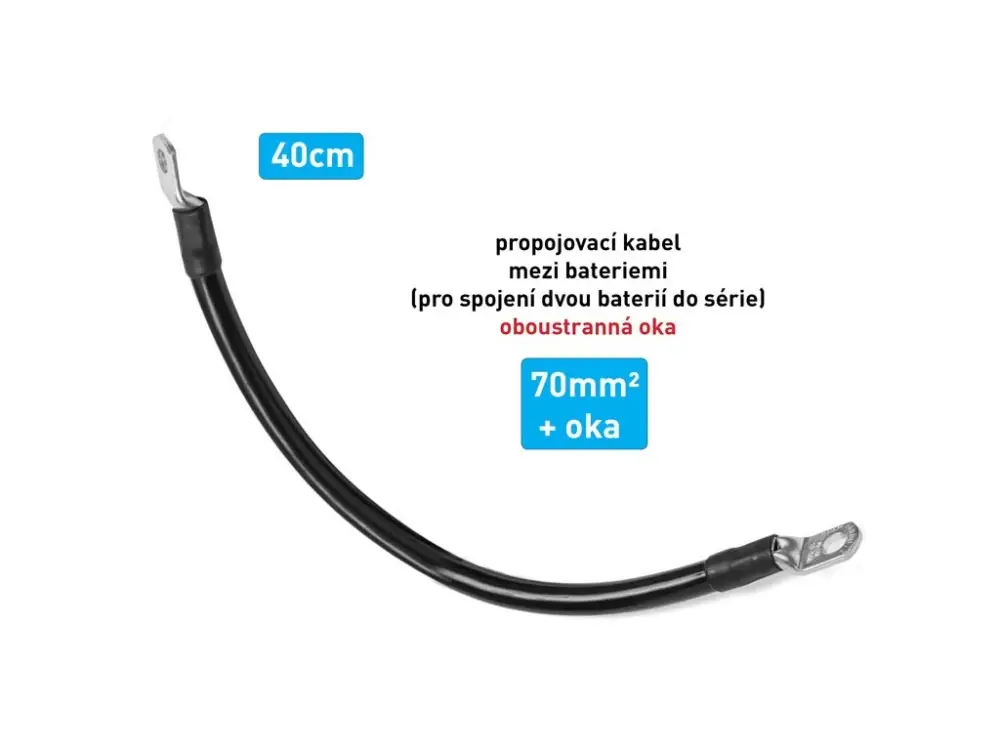 Víkendová Akce Kabel SINGL propojovací s oky - mezi bateriemi - 70mm², délka 40cm
