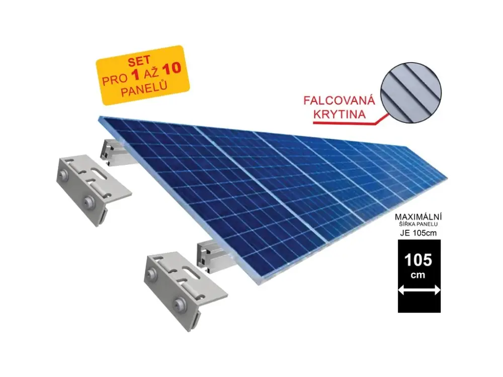 Sada konstrukce na šikmou FALCOVANOU střechu (pro 1 až 10 panelů) Akční Cena