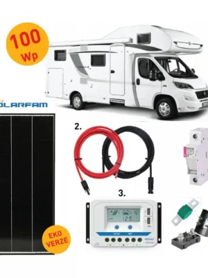 100Wp sestava KARAVAN - Ekonomická verze - panel Solarfarm Výhodná Nabídka