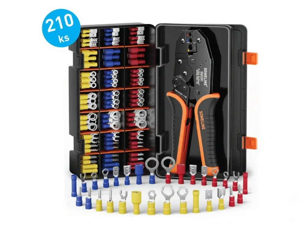 SOMELINE® Sada krimpovacích kleští + konektory 210ks + box Aktuální