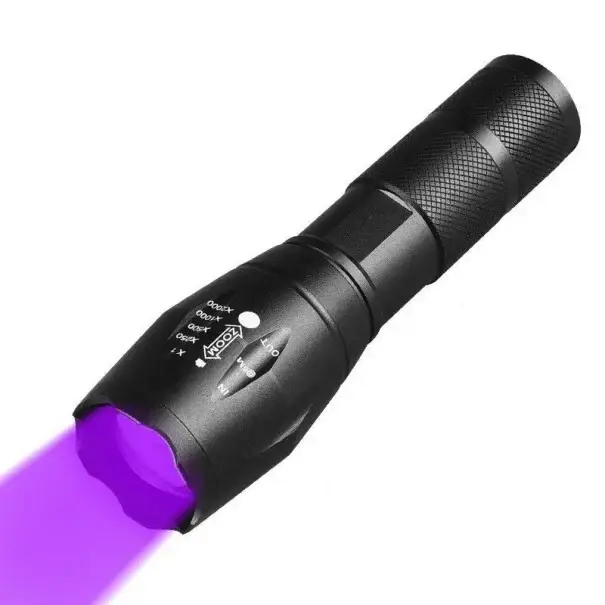 Časově Omezené 2 v 1 baterka UV světlo 395 nm a bílé světlo 12,9 cm Inspekční svítilna UV lampa na skvrny LED baterka na cesty kontrola