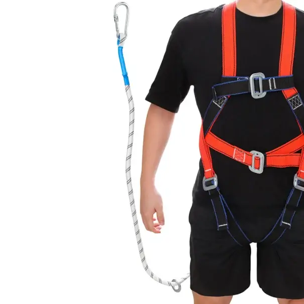 Dokud Zásoby Vydrží Bezpečnostní postroj pro práci ve výškách s lanem 2 m Karabina Ochranný popruh Nosnost 2200 kg Polypropylen Ocelová slitina
