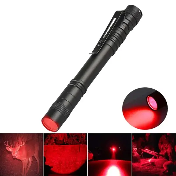 Mini svítilna s červeným světlem 13,2 x 1,4 cm Kompaktní design Výkonný LED zdroj Ideální pro noční použití, outdoor, camping a lov Hit Sezóny