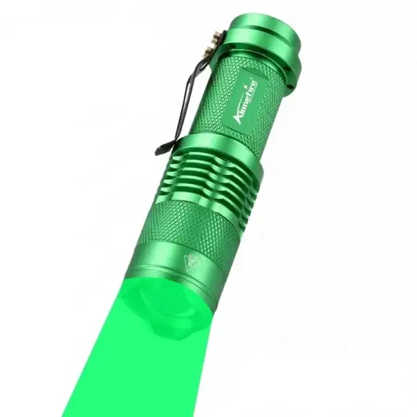 Svítilna se zeleným světlem 92 x 26 mm Kompaktní LED svítilna na AA nebo 14500 baterie Outdoor, camping, taktické použití Poslední Šance