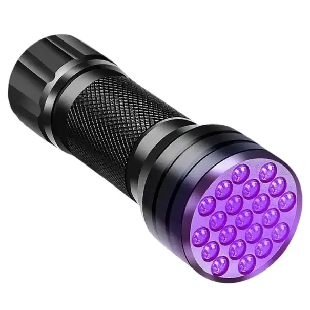 Víkendová Akce UV baterka 21 LED 395 nm 9,6 x 2,9 cm Kompaktní UV svítilna Kontrola bankovek Detekce skvrn Minerály Hygiena Domácnost
