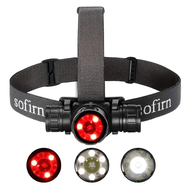 Cenově Výhodný Červená čelovka 2000 lm USB C dobíjecí Senzorová 6 LED rozptyl 1 LED bodové 3 LED červené světlo 130° otočná 18650 baterie