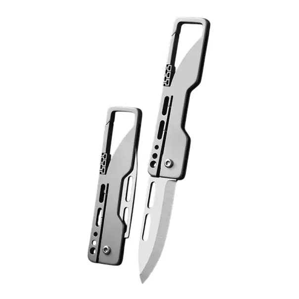 Titanový zavírací nůž s karabinou 12 cm Nerezová čepel Outdoor EDC nůž do kapsy Kempování Turistika Cestování Praktický kapesní nástroj Značkový