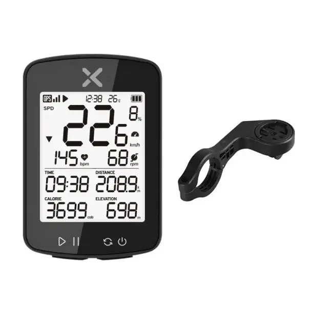 Bezdrátový cyklotachometr s GPS 7 x 4,8 x 2 cm 2,2" LCD Displej Vodotěsný IPX7 Kalorie Srdeční tep Výškoměr USB-C Aplikace Držák na kolo Časově Omezené