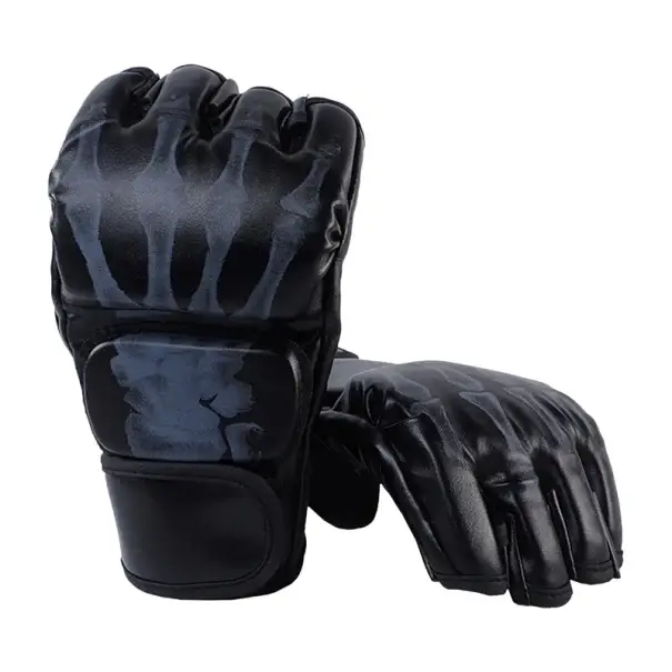 Poslední Šance Bezprsté rukavice na MMA s potiskem kostí Boxerské rukavice pytlovky Vhodné pro muže i ženy 24 x 13 x 5 cm