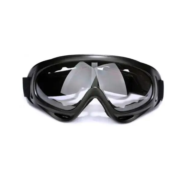 Černé motocyklové lyžařské brýle 18 x 8 cm Čiré sklo s UV ochranou Ochranné brýle na motorku z PC a ABS Odolné sportovní brýle Zlevněný