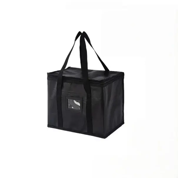 Top Prodej Termo taška na zip 26 x 23 x 35 cm Černá velkokapacitní izolační taška Přenosná obědová taška s držadly Chladicí taška na potraviny na cesty a piknik