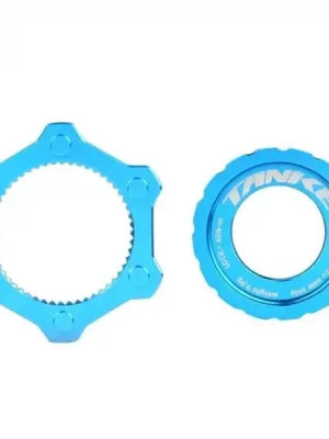 Aktuální Center Lock uzávěr brzdového kotouče TANKE modrý pro osy 9/12/15 mm s utahovacím momentem 40 Nm pro uchycení na náboj kola
