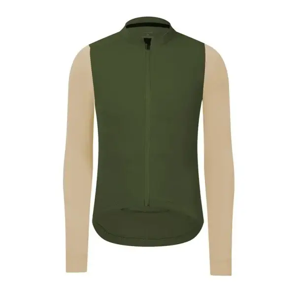 Cyklistický sportovní dres s dlouhým rukávem na zip pro chladnější období, se 3 zadními a 1 boční kapsou, zeleno-béžový unisex Nejprodávanější