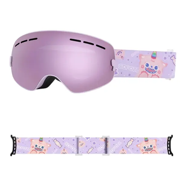 Dětské lyžařské brýle 15,5 x 8,2 cm UV400 Unisex Polykarbonát Nemlžící Fialové s potiskem kočky s jednorožčím rohem Vysoce Kvalitní