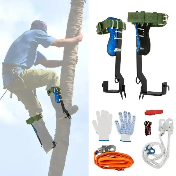 Výprodej Lezecký set na stromy s nosností 100 kg, lano 2 m, popruhy 2 m a 40 cm, pedály 10,5×5 cm, vícebarevný pro arboristické použití