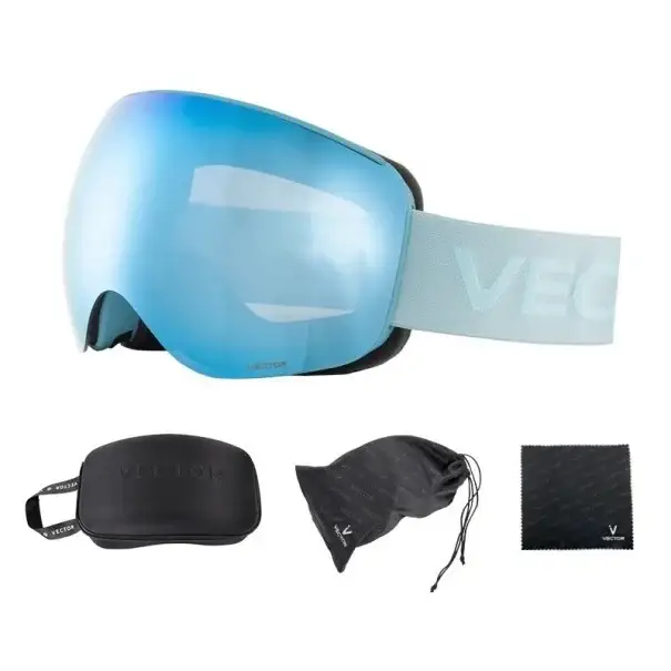Lyžařské brýle 19,0 x 10,5 cm UV400 Unisex Polykarbonát Nemlžící 11% Modré Vector Pevné pouzdro Látkové pouzdro Hadřík Omezená Nabídka