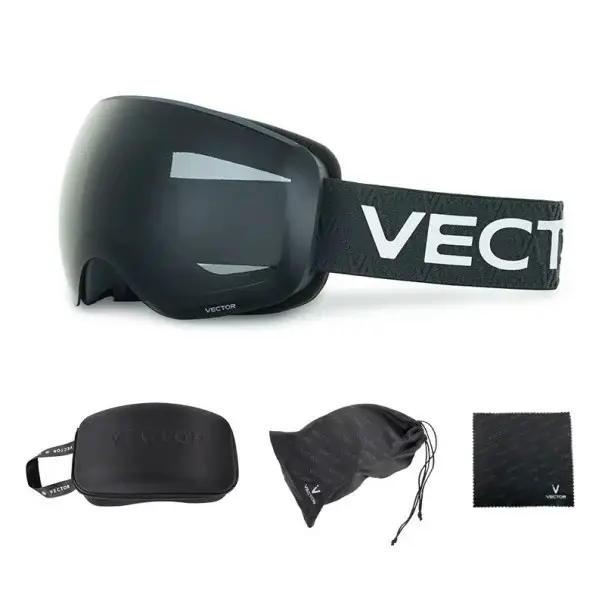 Kup Teď Lyžařské brýle 19,0 x 10,5 cm UV400 Unisex Polykarbonát Nemlžící 19% Černé Vector Pevné pouzdro Látkové pouzdro Hadřík