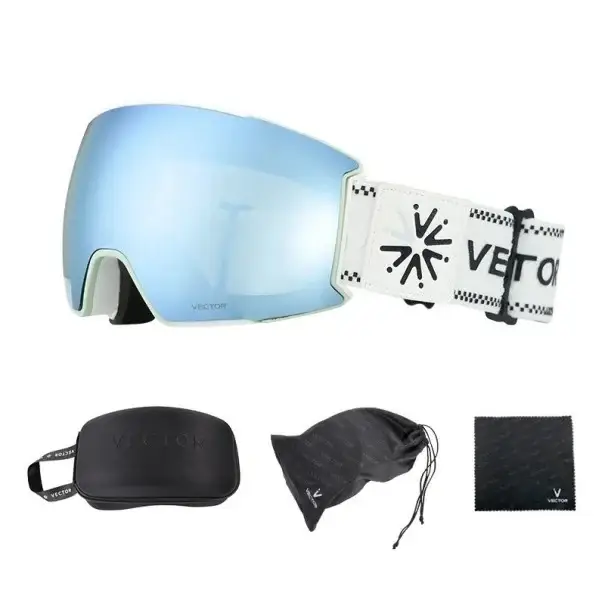 Výhodná Nabídka Lyžařské brýle Unisex UV400 Plast Nemlžící s Nápisem Vector Modré Komfortní Outdoor Sport Bezpečné Vidění Stylové