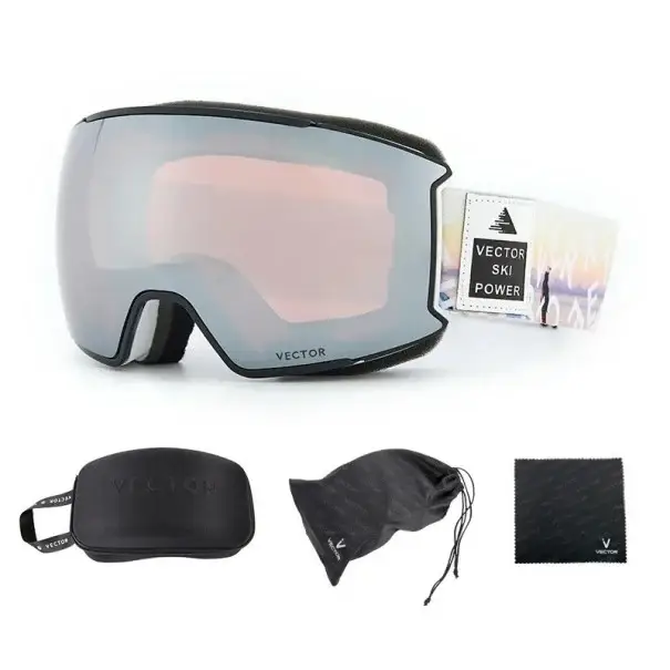 Lyžařské brýle Unisex UV400 Plast Nemlžící s Nápisem Vector Šedé Komfortní Outdoor Sport Bezpečné Vidění Stylové Rychlé Dodání