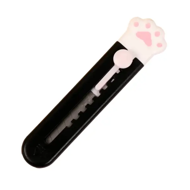 Výprodej Mini řezací nůž 9,2 cm s motivem pacičky Růžová Bílá Černá Barva Roztomilý kancelářský nůž na papír Obaly Školní potřeby Bezpečné provedení