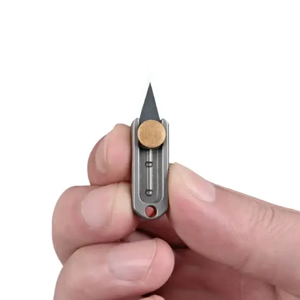 Mini vysouvací nerezový kapesní nůž 4,3 cm s klíčenkou Kompaktní EDC přívěsek na klíče Ostrá čepel na cesty Outdoor výbava Cestování Výlety Nakupujte Hned