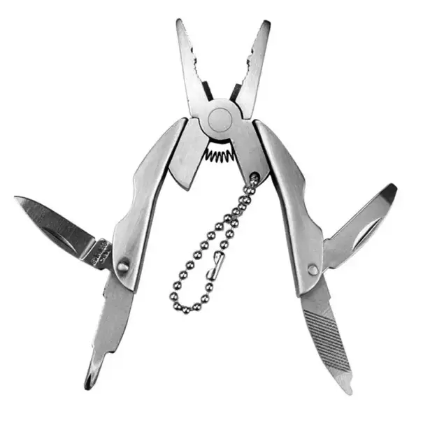 Poslední Šance Multifunkční skládací kleště z nerezové oceli 51 x 30 x 6,5 mm Přenosný kapesní multitool s řetízkem na klíče Mini nářadí na cesty