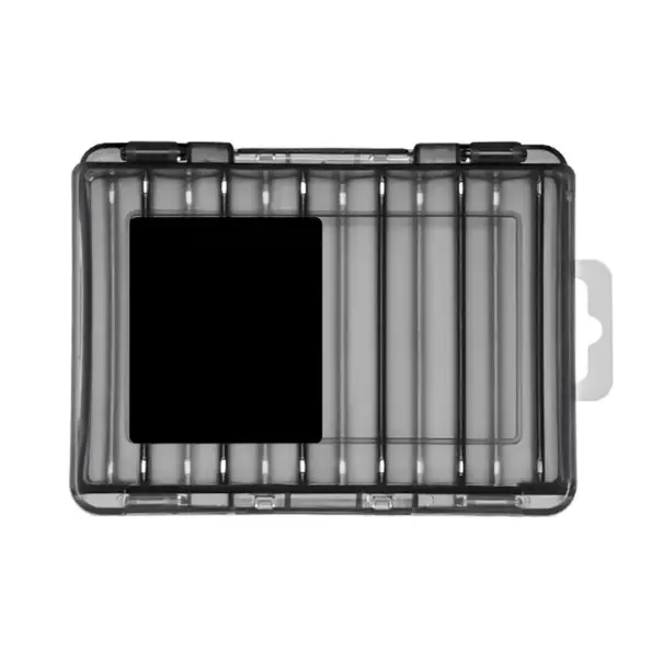 Oboustranný kompaktní plastový box na rybářské náčiní 14 x 10,5 x 3,2 cm Organizér na háčky, návnady a olůvka Přenosný úložný box na rybářské potřeby Sezónní Sleva