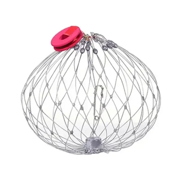 Rychlé Dodání Ocelová klec na kraby 62 cm Pevná past na kraby z 20 ocelových drátů Odolná kovová konstrukce Efektivní chytání krabů Snadné použití ve sladké i slané vodě