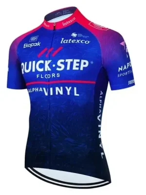Zlevněný Pánský cyklistický letní dres s krátkým rukávem na zip se 3 zadními kapsami pro cyklistiku, sport a venkovní aktivity, modro-červený
