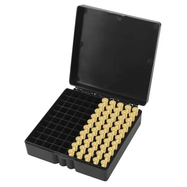Zlevněný Plastová krabička na munici 9 mm s přihrádkami kapacita 100 ks plastový box pro organizaci a uložení nábojů