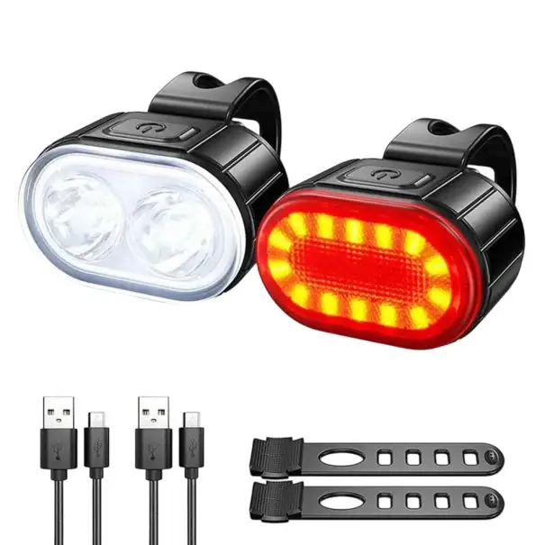 Přední bílé a zadní červené LED světlo na kolo USB nabíjecí sada světel Voděodolná cyklo světla IPX5 Bezpečnostní osvětlení kola Finální Výprodej