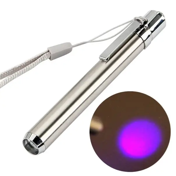 Přenosná LED lampa z nerezové oceli 395nm UV světlo AAA baterie 11,1 x 1,2 cm Kompaktní UV lampa pro detekci nečistot a bankovek pro domácnost a kancelář Speciální Cena