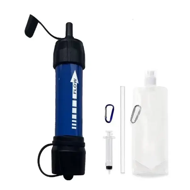 Přenosný vodní filtr 99,99 % odstranění bakterií 12×3 cm manuální pumpa pro kempování, turistiku a nouzové přežití Kup Teď