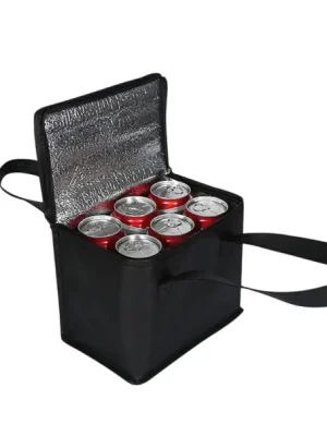 Značkový Skládací termo pikniková taška 17 x 14 x 28 cm Přenosná obědová taška Chladicí taška s izolační vrstvou Neutrální barvy Skladná taška na jídlo