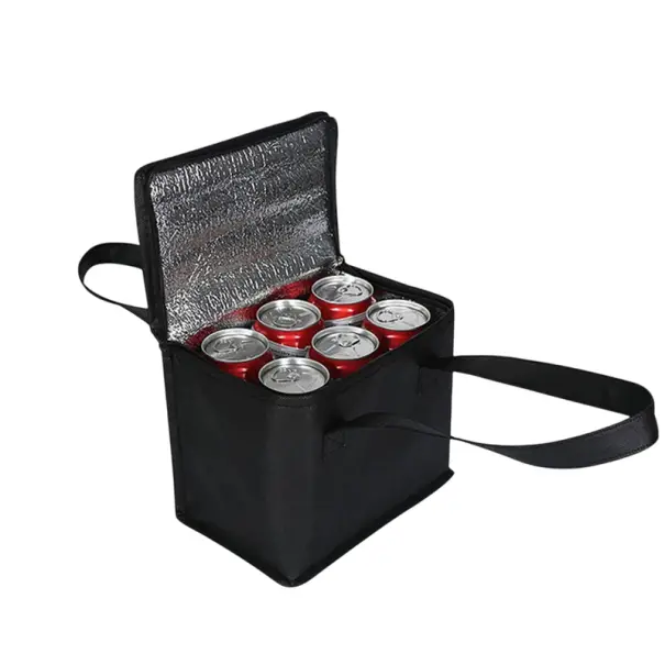 Značkový Skládací termo pikniková taška 17 x 14 x 28 cm Přenosná obědová taška Chladicí taška s izolační vrstvou Neutrální barvy Skladná taška na jídlo
