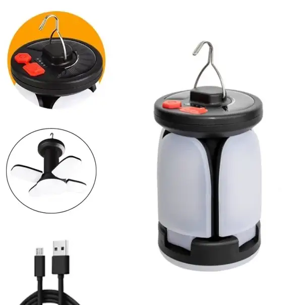 Doprava Zdarma Skládací závěsné LED světlo na kemping 4500mAh Dobíjení USB Solární nabíjení Přenosná lucerna Venkovní svítilna Nouzové osvětlení