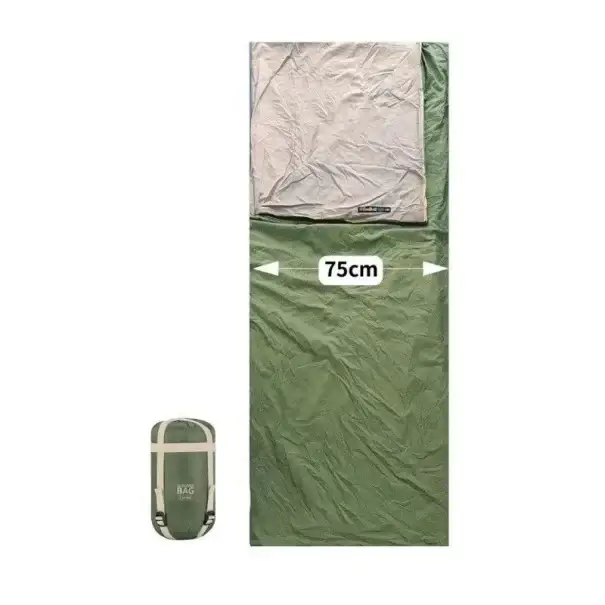 Spací pytel 190 x 75 cm, 8-15 stupňů, balení 29 x 12 cm, zelená barva, bavlna a nylon, ideální pro jarní a podzimní kempování Levný