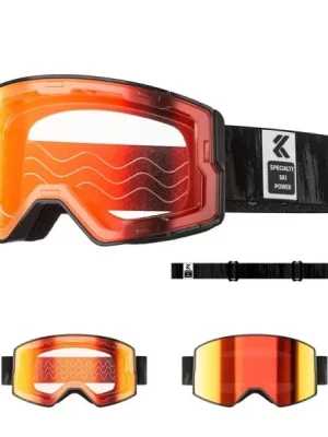 Akční Nabídka Unisex lyžařské brýle 13 × 9,2 cm s dvouvrstvým sklem a UV400 ochranou pro lyžování, snowboard a zimní sporty