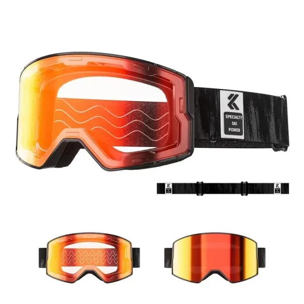 Akční Nabídka Unisex lyžařské brýle 13 × 9,2 cm s dvouvrstvým sklem a UV400 ochranou pro lyžování, snowboard a zimní sporty