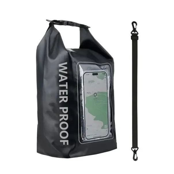 Levný Voděodolný suchý batoh 5l PVC 40×20×12,7 cm s dotykovou kapsou na mobil pro plavání, kajak, rafting, trekking, surf a vodní outdoor sporty