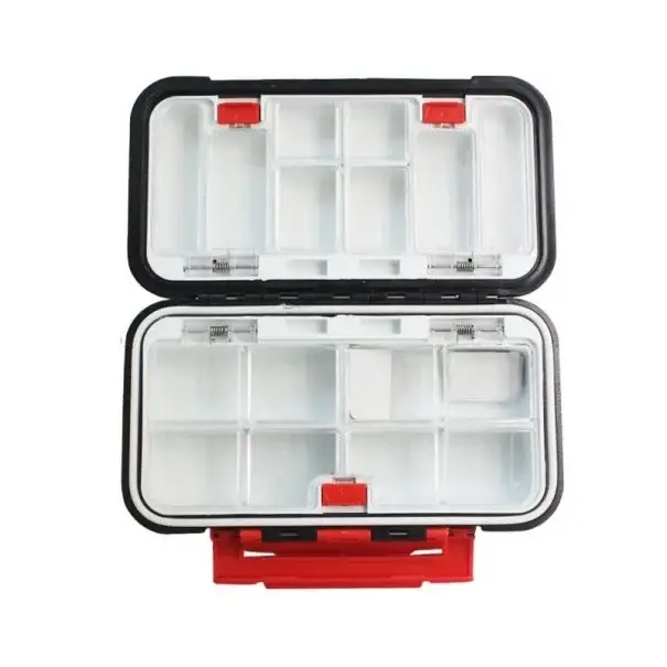 Vodotěsný box na rybářské náčiní s oboustranným otevíráním 16 x 9 x 4 cm Pevný přenosný organizér na háčky a nástrahy Odolný úložný box na rybářské příslušenství Tovární Cena