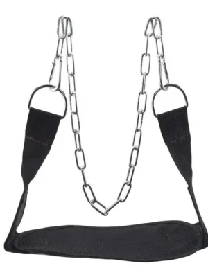 Zlevněný Vzpěračský pás s řetězem 170 x 16,5 cm pro posilování s přidanou zátěží, textilní dip belt pro shyby, kliky a kondiční trénink