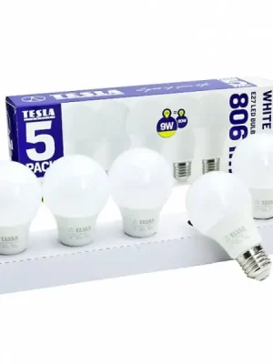 Žárovka TESLA bytová LED BULB E27, 9W, 230V, 806lm, 25 000h, 3000K teplá bílá, 220st, 5ks v balení Novinka