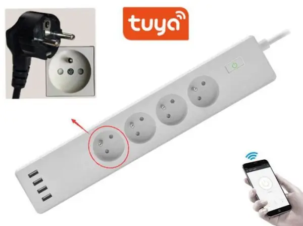 Kabel prodlužovací 1,8m 4xzásuvka chytrá, 4xUSB TUYA WIFI Nejlepší Volba